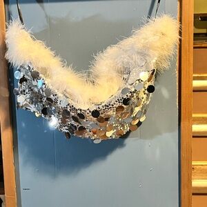 Sequin and Faux Fur Top